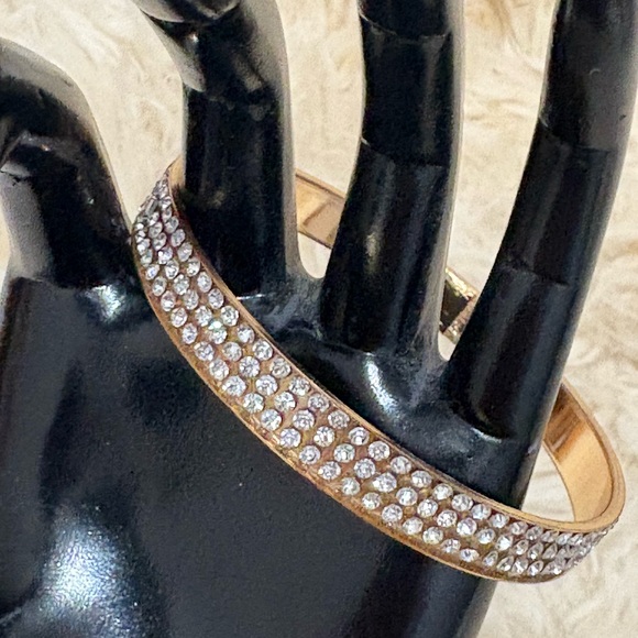 Sparkling Gold and Rhinestone Bangle Bracelet - Picture 1 of 4